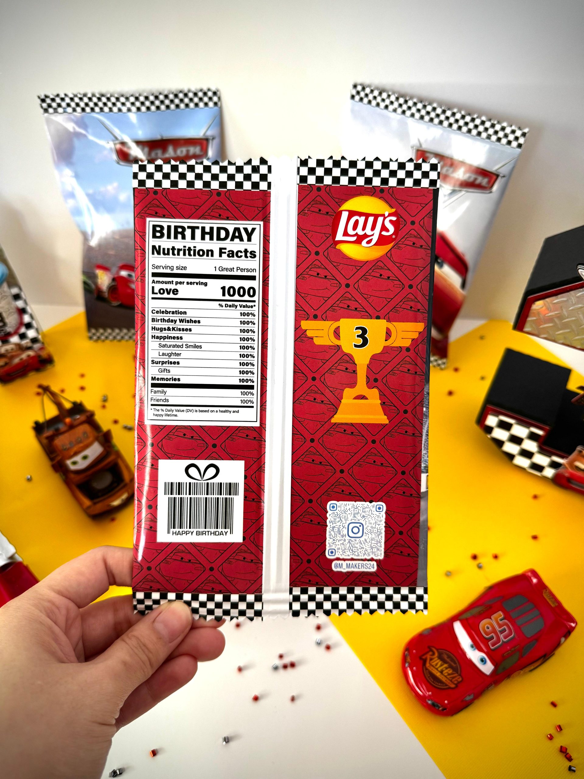 12 Cars chip bags | Lightning McQueen party favors | Lightning McQueen party decor | Cars Party Favor | Lightning McQueen Theme - Image 2